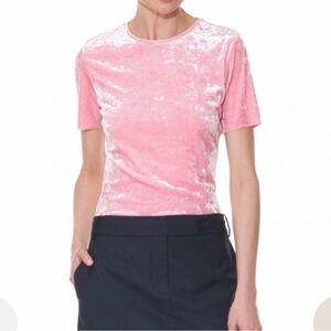 Tibi Pink Velvet Short Sleeve Top